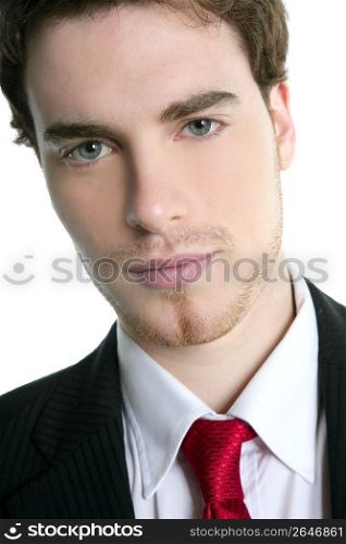 handsome young businessman portrait tie suit white background
