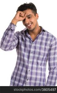 Handsome young Indian man with a cheerful expression
