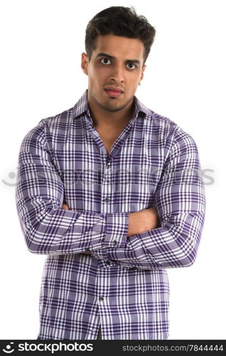 Handsome young Indian man with an aggressive expression