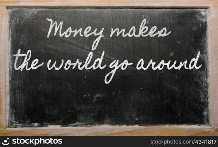 handwriting blackboard writings - Money makes the world go around