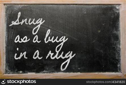 handwriting blackboard writings - Snug as a bug in a rug