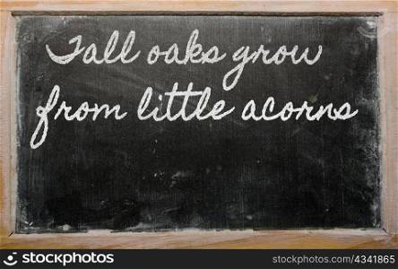 handwriting blackboard writings - Tall oaks grow from little acorns