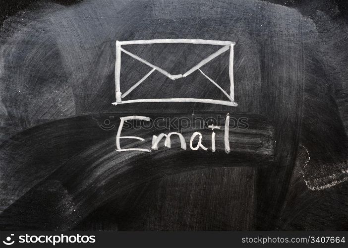 Handwriting of Email with an Envelope on a blackboard