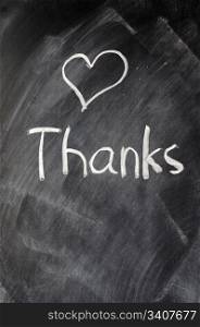 Handwriting of Thank you on a blackboard