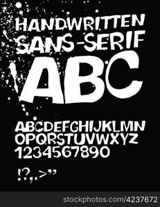 Handwritten grunge sans-serif alphabet. Vector, EPS 8