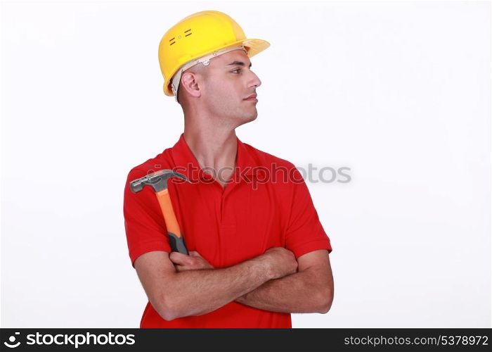 Handy man stood with his arms crossed