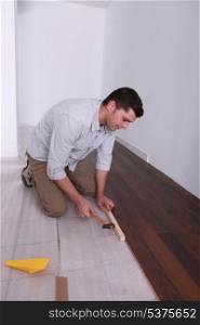 handyman setting finish flooring