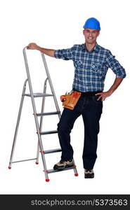 Handyman with step-ladder