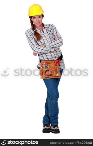 Handywoman isolated on white background
