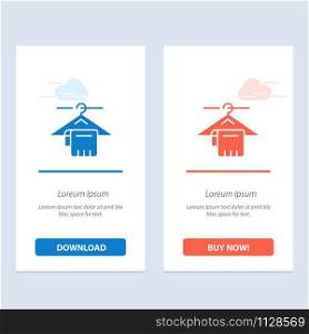 Hanger, Towel, Service, Hotel Blue and Red Download and Buy Now web Widget Card Template