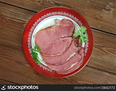 Hangikjot - hung meat. traditional festive food in Iceland, served at Christmas.