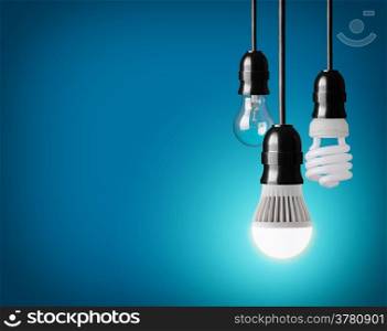 hanging tungsten light bulb, energy saving and LED bulb