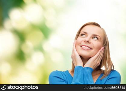 happiness and people concept - happy young woman