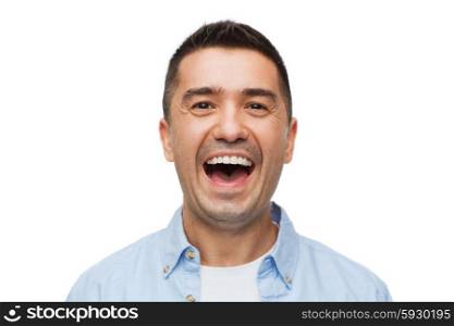happiness, emotions and people concept - laughing man