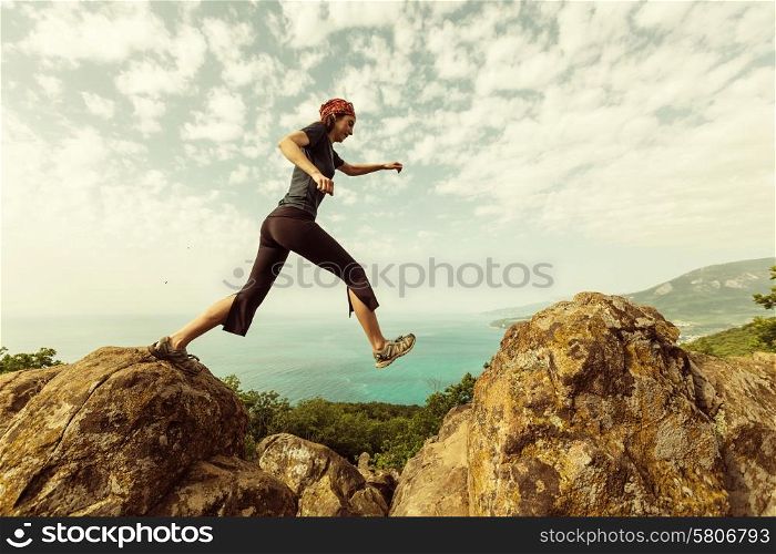 Happiness girl in jump
