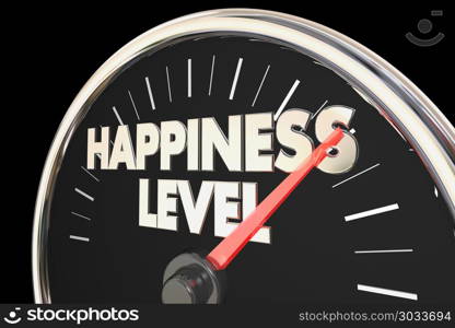 Happiness Level Gauge Rating Speedometer 3d Illustration