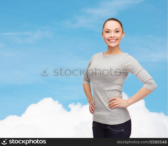 happiness people concept - smiling asian woman over white background