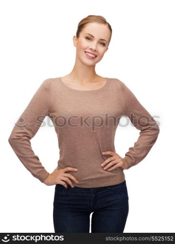 happiness people concept - smiling woman over white background