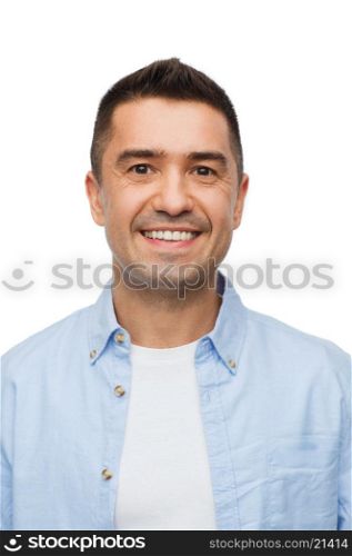 happiness, portrait and people concept - happy smiling man