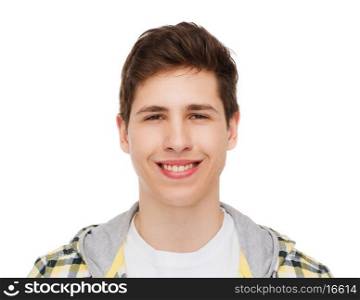 happiness, youth and people concept - smiling student boy