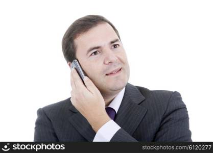 happpy business man on the phone, isolated