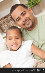 Happy African American Father and Son Family