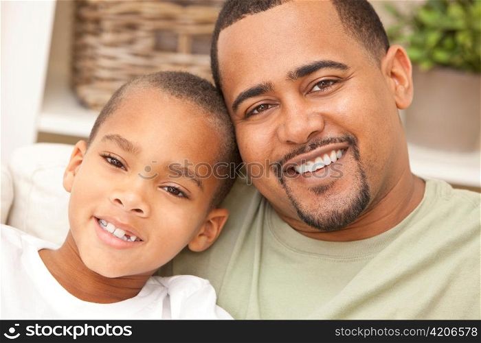 Happy African American Father and Son Family