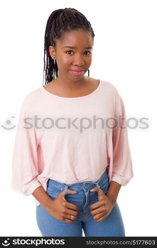 Happy african girl isolated on white background