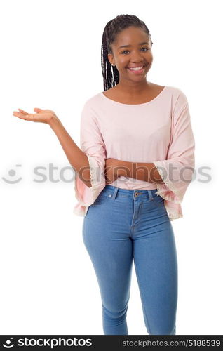 Happy african girl isolated on white background