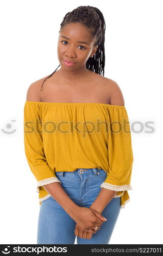 Happy african girl isolated on white background