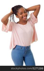 Happy african girl isolated on white background