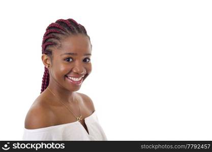 Happy african girl isolated on white background