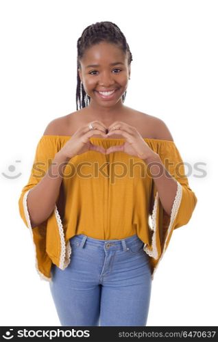 Happy african girl isolated on white background. Happy african girl