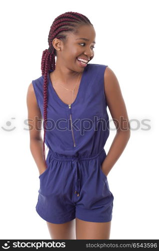 Happy african girl isolated on white background. happy girl