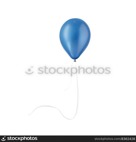 happy air blue flying balloon isolated on white background