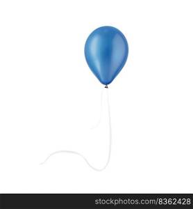 happy air blue flying balloon isolated on white background