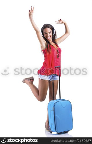 Happy and beautiful young woman going on vacation