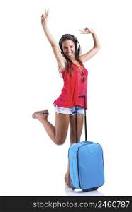 Happy and beautiful young woman going on vacation