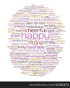 happy and cheerful word or tag cloud