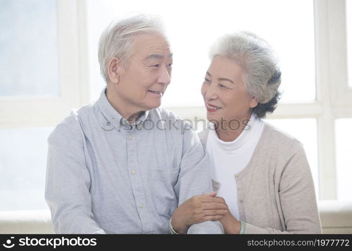 Happy and loving old couple