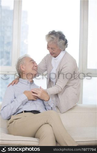 Happy and loving old couple