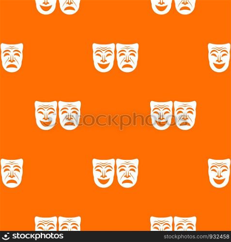 Happy and sad mask pattern repeat seamless in orange color for any design. Vector geometric illustration. Happy and sad mask pattern seamless