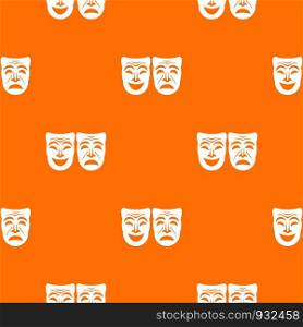 Happy and sad mask pattern repeat seamless in orange color for any design. Vector geometric illustration. Happy and sad mask pattern seamless