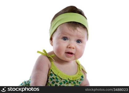 Happy baby girl smiling isolated over white
