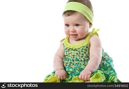 Happy baby girl smiling isolated over white