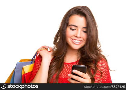 Happy beautiful woman with shopping bags