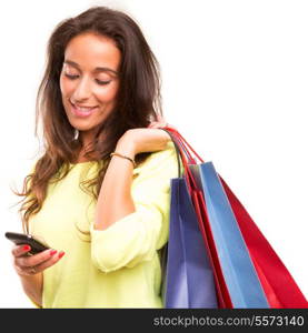 Happy beautiful woman with shopping bags