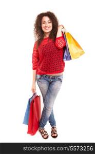 Happy beautiful woman with shopping bags