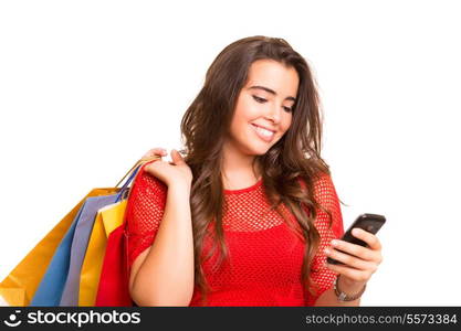 Happy beautiful woman with shopping bags