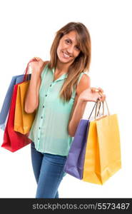 Happy beautiful woman with shopping bags